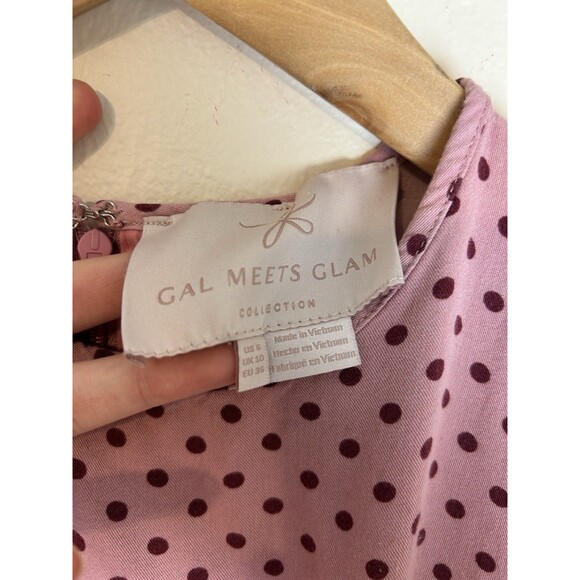 Gal Meets Glam Collection Dress 6 Corinne Pink Polka Dot A-line Midi Pinup Retro - Picture 4 of 6
